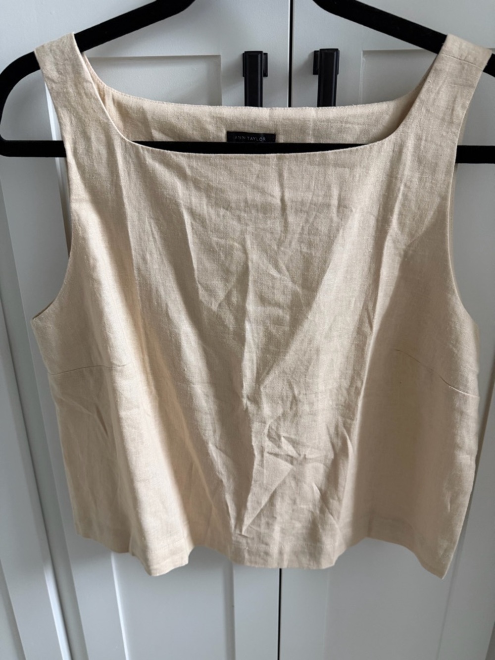 Ann Taylor Beige Linen-Blend Square Neck Camisole